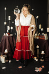 Tiered & Tied Skirt In Wine