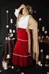 Tiered & Tied Skirt In Wine