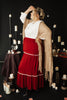 Tiered & Tied Skirt In Wine