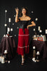 Tiered & Tied Skirt In Wine