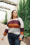 Heathered Heaven Striped Sweater In Fall Colors