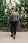 Home Base Contrast Long Sleeve Top In Black