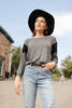 Home Base Contrast Long Sleeve Top In Black