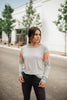 Home Base Contrast Long Sleeve Top In Heather Gray