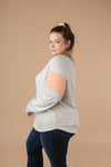 Home Base Contrast Long Sleeve Top In Heather Gray