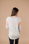 Home Base Contrast Long Sleeve Top In Heather Gray