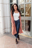 Hooded Cardigan In Red Sand