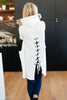 Hooded and Laced Cardigan in Off-White
