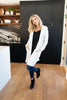 Hooded and Laced Cardigan in Off-White