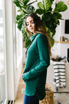 Hop To It Cowl Neck Tunic In Hunter Green