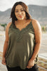 Lace Applique Camisole In Olive
