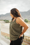 Lace Applique Camisole In Olive