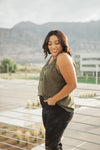 Lace Applique Camisole In Olive