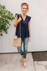 Lucy Eyelets Top in Navy