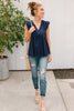Lucy Eyelets Top in Navy