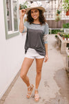 Maggie Raglan Top in Charcoal