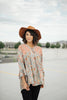 Meadow Sage Floral Peasant Blouse