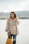 Meadow Sage Floral Peasant Blouse