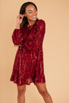 Mia Sequin Dress in Wine