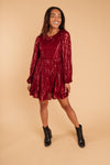 Mia Sequin Dress in Wine