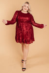 Mia Sequin Dress in Wine