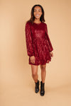 Mia Sequin Dress in Wine