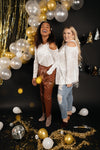 Crushing It Cold Shoulder Blouse In Pearl