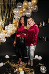 Crushing It Cold Shoulder Blouse In Ruby