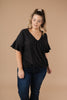 Nice Surprise Surplice Knit Top In Black