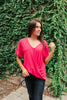 Nice Surprise Surplice Knit Top In Hot Pink