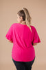 Nice Surprise Surplice Knit Top In Hot Pink