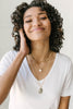 Oval Stone Charm Chain Necklace