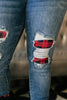 Plaid Peek-A-Boo Jeans
