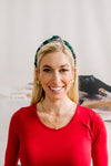 Plaid Top Knot Headband in Green
