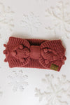 Pom Knit Head Wrap In Coco Berry