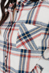 Pretty In Plaid Button-Up Top in Navy