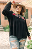 Prickly Business Embroidered Top In Black
