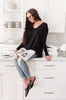 Red Carpet Tunic Top In Black