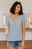 Right Side Out Top in Faded Blue