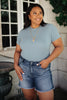 Round Neck Bodysuit In Blue