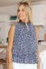 Roxanne Mock Neck Blouse In Navy