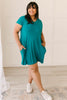 Summer Swing V-Neck Dress In Jade