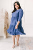 Sara Swiss Dot Dress in Slate Blue