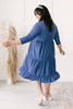 Sara Swiss Dot Dress in Slate Blue