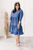 Sara Swiss Dot Dress in Slate Blue