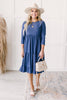 Sara Swiss Dot Dress in Slate Blue