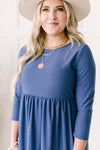 Sara Swiss Dot Dress in Slate Blue