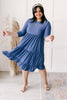 Sara Swiss Dot Dress in Slate Blue