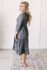 Sara Swiss Dot Dress in Gray