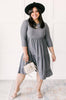 Sara Swiss Dot Dress in Gray